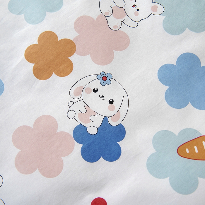 91家纺网 家纺一手货源 找家纺 梵赫 2025新款小版全棉纯棉卡通幼儿园儿童三件套套件 可爱萌兔