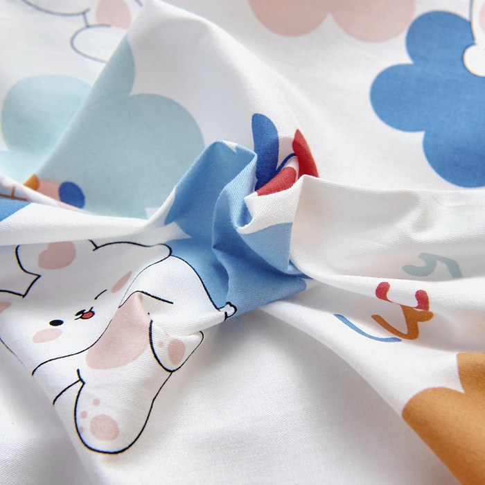 91家纺网 家纺一手货源 找家纺 梵赫 2025新款小版全棉纯棉卡通幼儿园儿童三件套套件 可爱萌兔