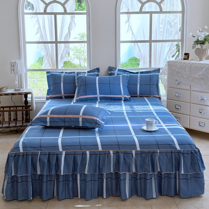 91家纺网 家纺一手货源 找家纺 雨田2025新款夹棉印花床裙 青春