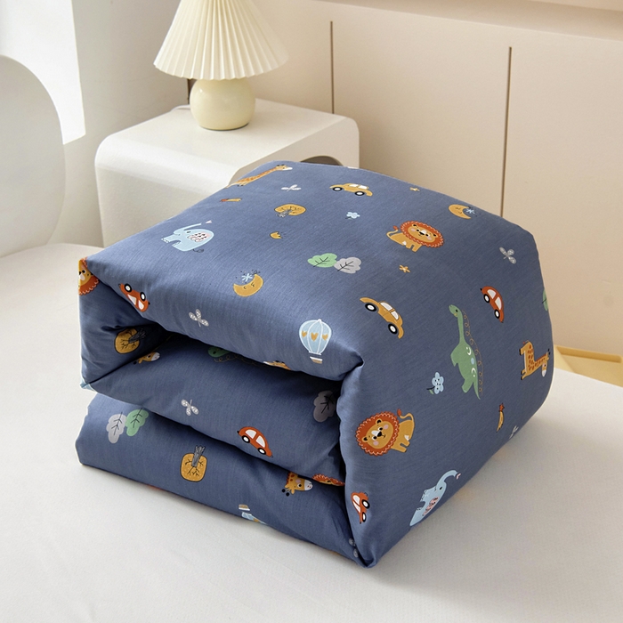 91家纺网 家纺一手货源 找家纺 梵赫 2025新款小版全棉纯棉卡通幼儿园儿童三件套套件 快乐动物园