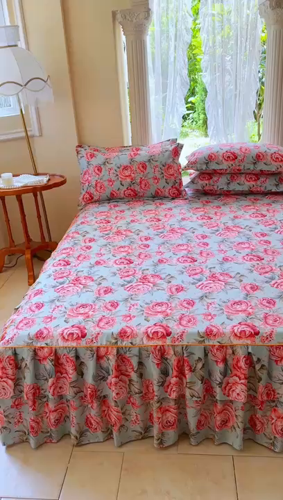 91家纺网 家纺一手货源 找家纺 （总）雨田2025新款夹棉印花床裙