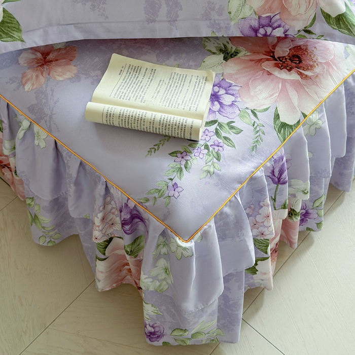 91家纺网 家纺一手货源 找家纺 雨田2025新款夹棉印花床裙 富贵年华