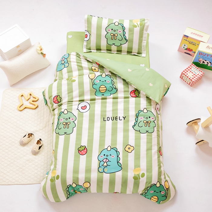 梵赫 2025新款小版全棉纯棉卡通幼儿园儿童三件套套件 趣味恐龙
