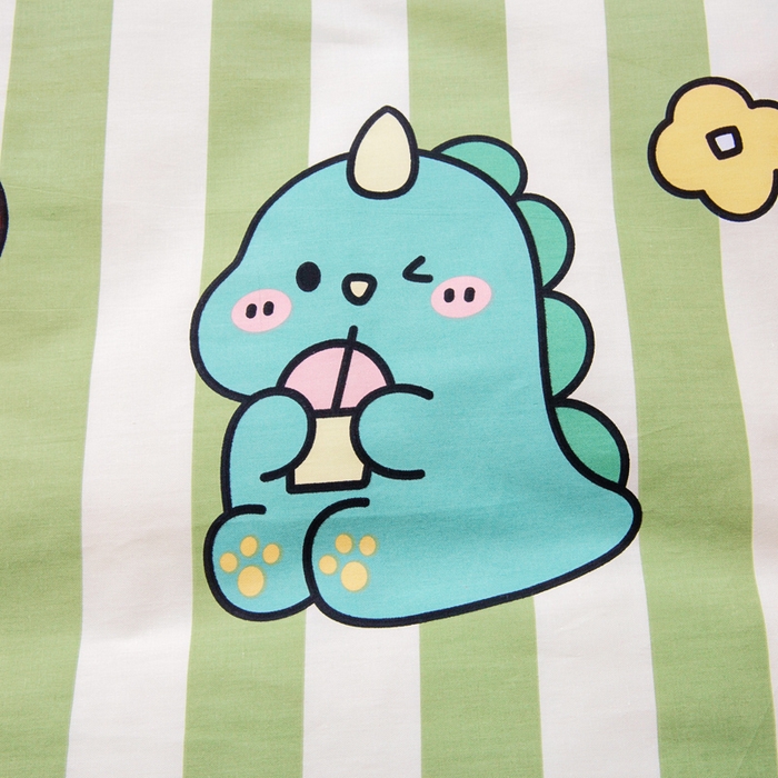 91家纺网 家纺一手货源 找家纺 梵赫 2025新款小版全棉纯棉卡通幼儿园儿童三件套套件 趣味恐龙