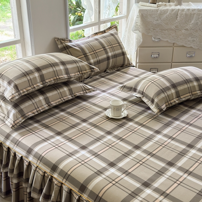 91家纺网 家纺一手货源 找家纺 雨田2025新款夹棉印花床裙 新动力棕