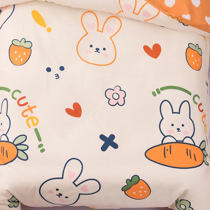 91家纺网 家纺一手货源 找家纺 梵赫 2025新款小版全棉纯棉卡通幼儿园儿童三件套套件 甜味兔兔