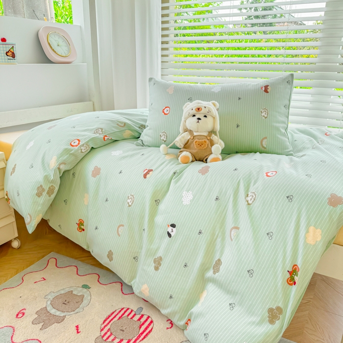 91家纺网 家纺一手货源 找家纺 简冠家纺 2025新款全棉学生三件套宿舍三件套纯棉学生床垫羽丝绒被子被芯 萌宠乐园