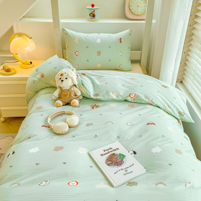 91家纺网 家纺一手货源 找家纺 简冠家纺 2025新款全棉学生三件套宿舍三件套纯棉学生床垫羽丝绒被子被芯 萌宠乐园