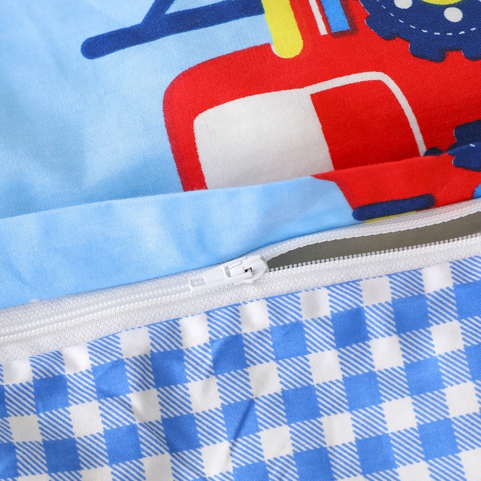 91家纺网 家纺一手货源 找家纺 梵赫 2025新款小版全棉纯棉卡通幼儿园儿童三件套套件 小汽车-蓝