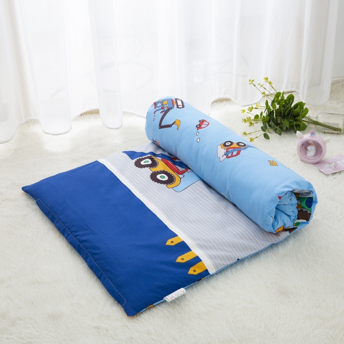 91家纺网 家纺一手货源 找家纺 梵赫 2025新款小版全棉纯棉卡通幼儿园儿童三件套套件 小挖机