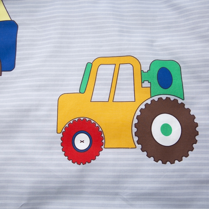 91家纺网 家纺一手货源 找家纺 梵赫 2025新款小版全棉纯棉卡通幼儿园儿童三件套套件 小挖机