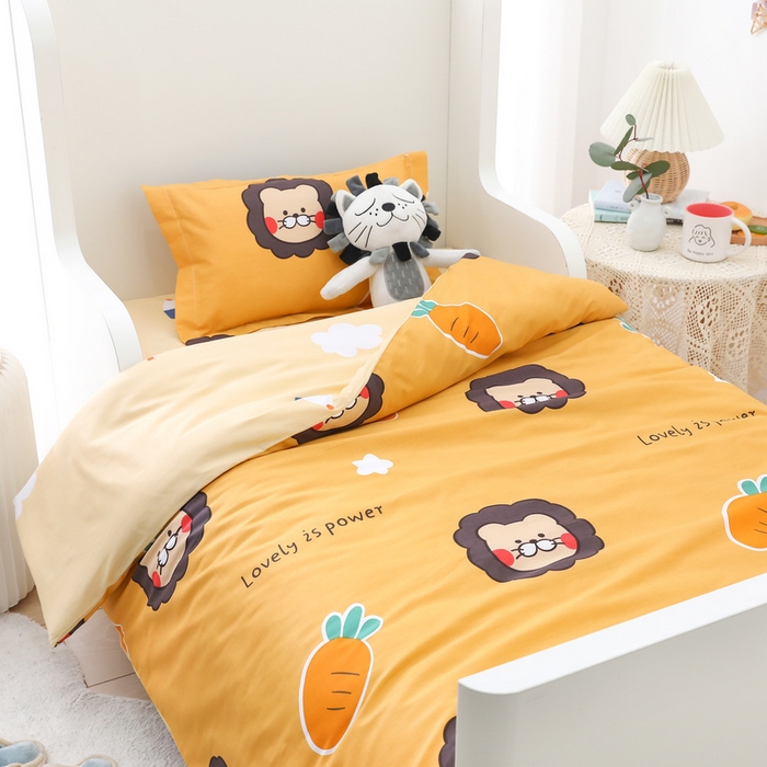 91家纺网 家纺一手货源 找家纺 梵赫 2025新款小版全棉纯棉卡通幼儿园儿童三件套套件 辛巴