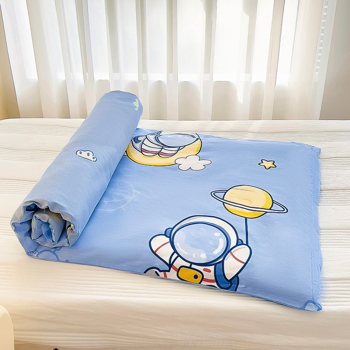 91家纺网 家纺一手货源 找家纺 梵赫 2025新款小版全棉纯棉卡通幼儿园儿童三件套套件 宇航小将