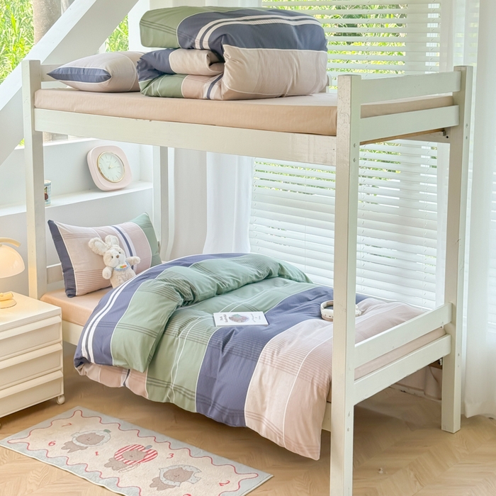 简冠家纺 2025新款全棉学生三件套宿舍三件套纯棉学生床垫羽丝绒被子被芯 伊拉小镇-绿