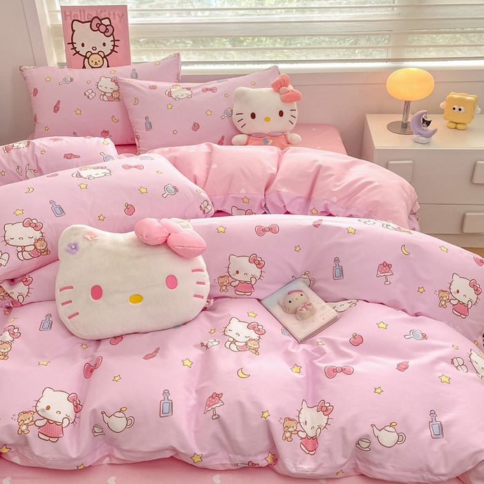 91家纺网 家纺一手货源 找家纺 暮思家居 2025新款正版授权三丽鸥全棉纯棉四件套系列-第三批 美美凯蒂