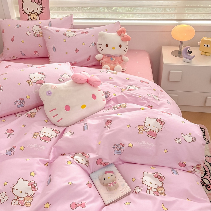 91家纺网 家纺一手货源 找家纺 暮思家居 2025新款正版授权三丽鸥全棉纯棉四件套系列-第三批 美美凯蒂