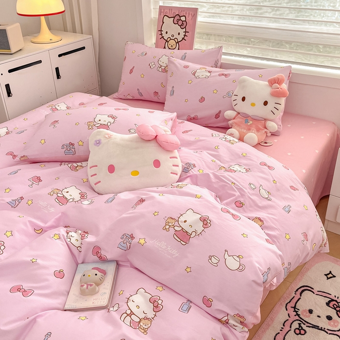 91家纺网 家纺一手货源 找家纺 暮思家居 2025新款正版授权三丽鸥全棉纯棉四件套系列-第三批 美美凯蒂