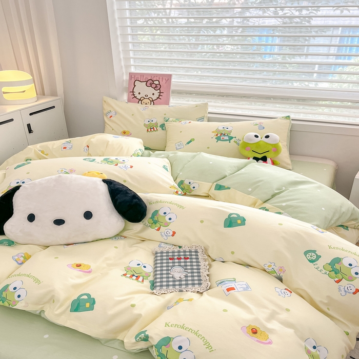 91家纺网 家纺一手货源 找家纺 暮思家居 2025新款正版授权三丽鸥全棉纯棉四件套系列-第三批 萌萌大眼蛙