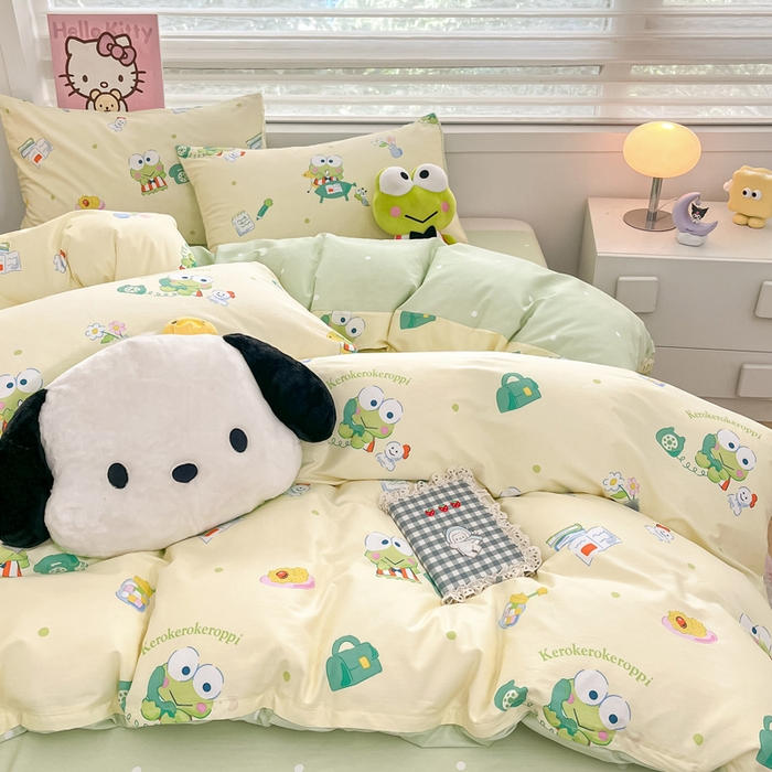 91家纺网 家纺一手货源 找家纺 暮思家居 2025新款正版授权三丽鸥全棉纯棉四件套系列-第三批 萌萌大眼蛙