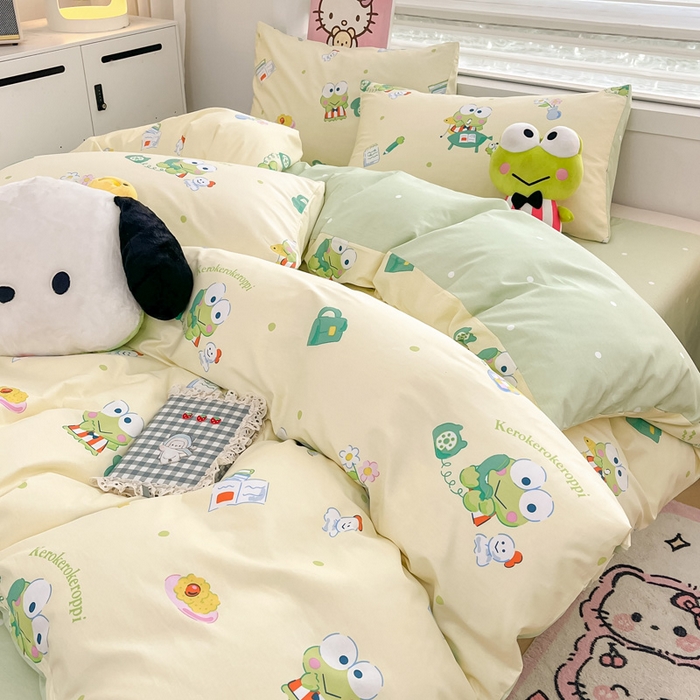 91家纺网 家纺一手货源 找家纺 暮思家居 2025新款正版授权三丽鸥全棉纯棉四件套系列-第三批 萌萌大眼蛙