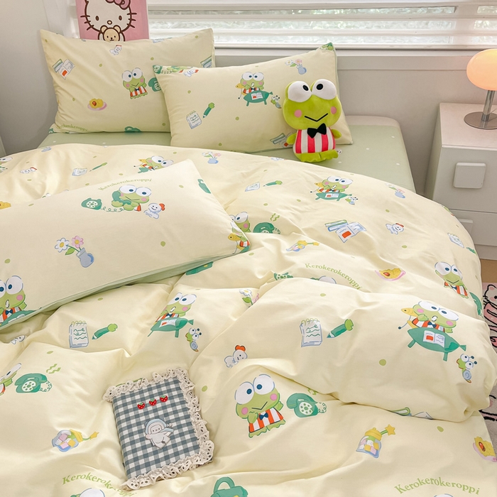 91家纺网 家纺一手货源 找家纺 暮思家居 2025新款正版授权三丽鸥全棉纯棉四件套系列-第三批 萌萌大眼蛙