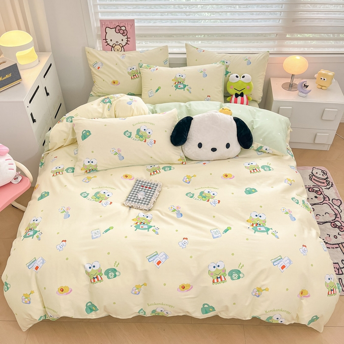 91家纺网 家纺一手货源 找家纺 暮思家居 2025新款正版授权三丽鸥全棉纯棉四件套系列-第三批 萌萌大眼蛙