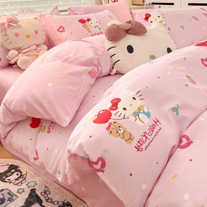 91家纺网 家纺一手货源 找家纺 暮思家居 2025新款正版授权三丽鸥全棉纯棉四件套系列-第三批 气球凯蒂