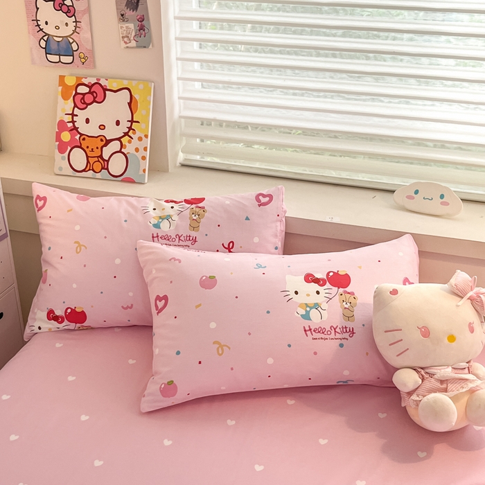 91家纺网 家纺一手货源 找家纺 暮思家居 2025新款正版授权三丽鸥全棉纯棉四件套系列-第三批 气球凯蒂