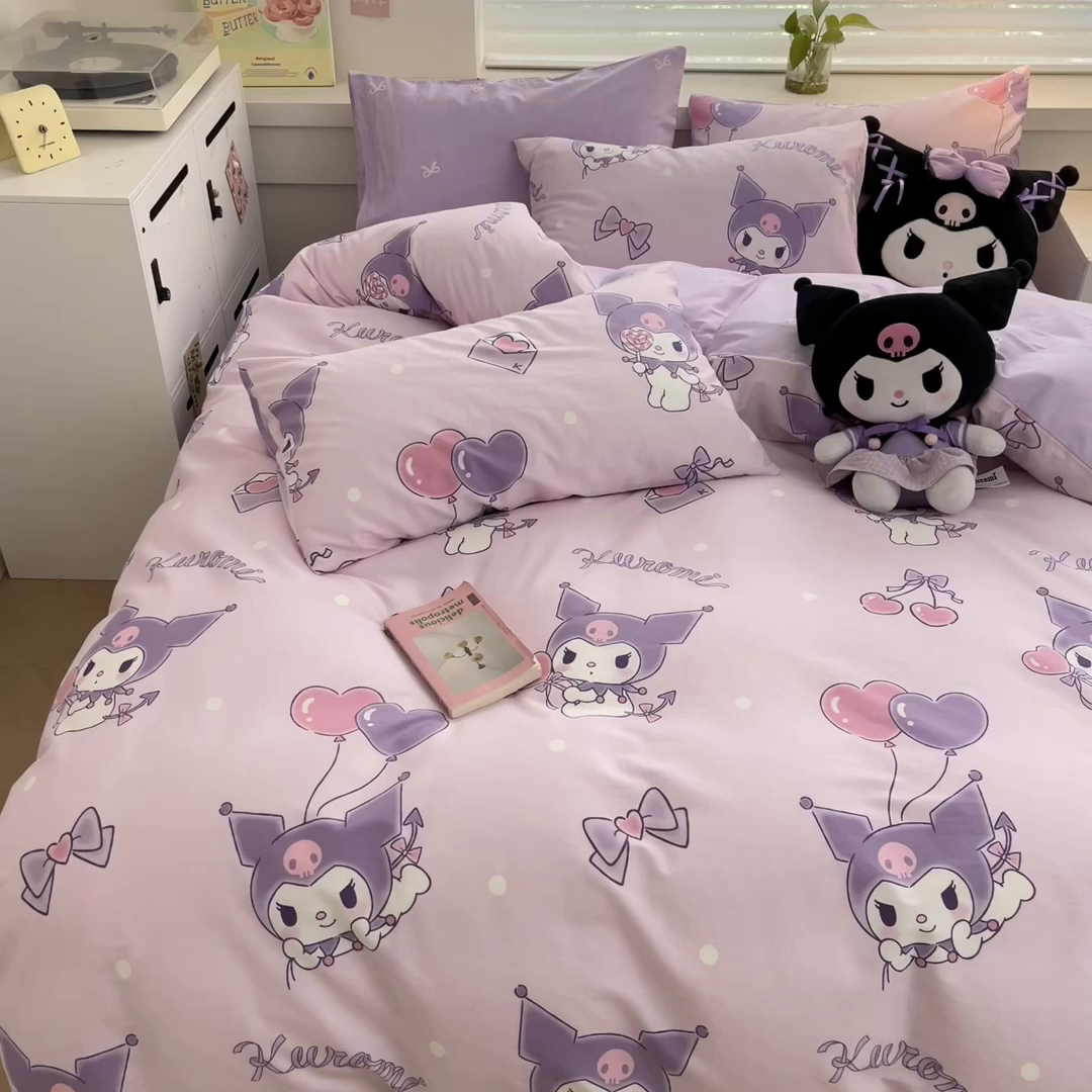 91家纺网 家纺一手货源 找家纺 暮思家居 2025新款正版授权三丽鸥全棉纯棉四件套系列-第三批 气球库洛米