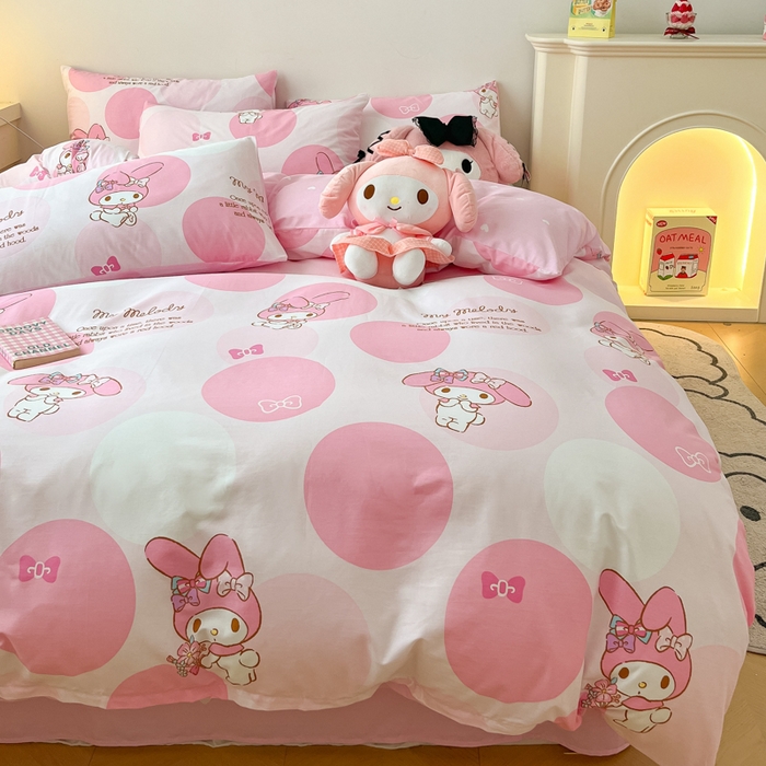 91家纺网 家纺一手货源 找家纺 暮思家居 2025新款正版授权三丽鸥全棉纯棉四件套系列-第三批 圈圈美乐蒂