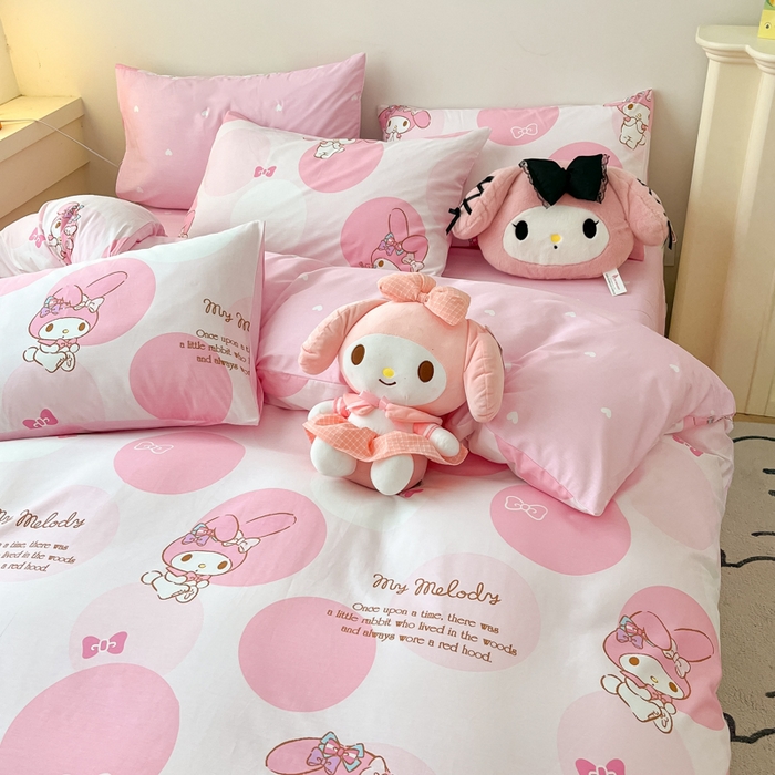 91家纺网 家纺一手货源 找家纺 暮思家居 2025新款正版授权三丽鸥全棉纯棉四件套系列-第三批 圈圈美乐蒂