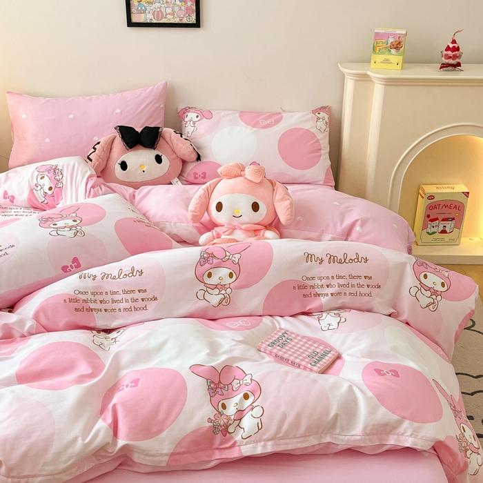 91家纺网 家纺一手货源 找家纺 暮思家居 2025新款正版授权三丽鸥全棉纯棉四件套系列-第三批 圈圈美乐蒂