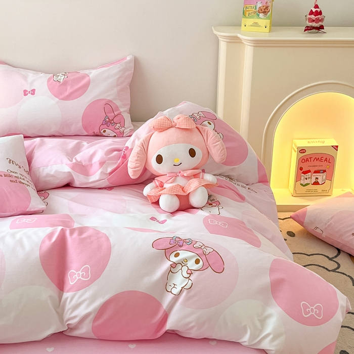 91家纺网 家纺一手货源 找家纺 暮思家居 2025新款正版授权三丽鸥全棉纯棉四件套系列-第三批 圈圈美乐蒂