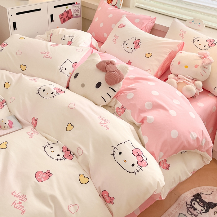 91家纺网 家纺一手货源 找家纺 暮思家居 2025新款正版授权三丽鸥全棉纯棉四件套系列-第三批 少女凯蒂