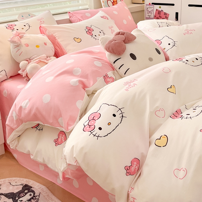 91家纺网 家纺一手货源 找家纺 暮思家居 2025新款正版授权三丽鸥全棉纯棉四件套系列-第三批 少女凯蒂