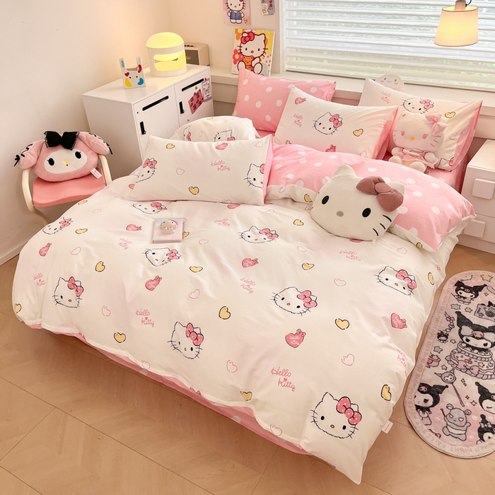 91家纺网 家纺一手货源 找家纺 暮思家居 2025新款正版授权三丽鸥全棉纯棉四件套系列-第三批 少女凯蒂