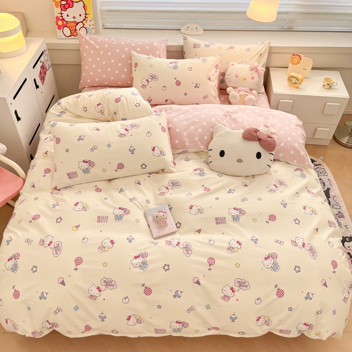 91家纺网 家纺一手货源 找家纺 暮思家居 2025新款正版授权三丽鸥全棉纯棉四件套系列-第三批 甜筒凯蒂