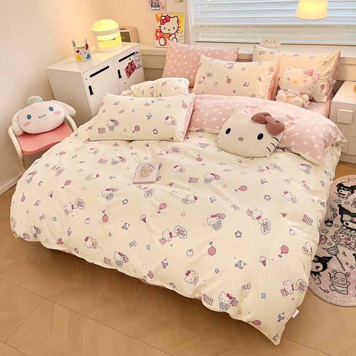 91家纺网 家纺一手货源 找家纺 暮思家居 2025新款正版授权三丽鸥全棉纯棉四件套系列-第三批 甜筒凯蒂