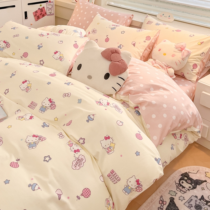 91家纺网 家纺一手货源 找家纺 暮思家居 2025新款正版授权三丽鸥全棉纯棉四件套系列-第三批 甜筒凯蒂