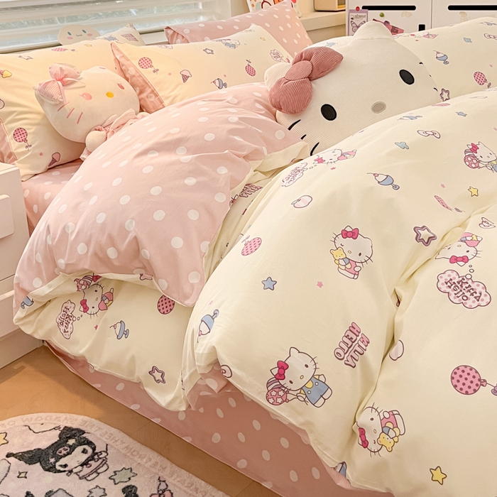 91家纺网 家纺一手货源 找家纺 暮思家居 2025新款正版授权三丽鸥全棉纯棉四件套系列-第三批 甜筒凯蒂