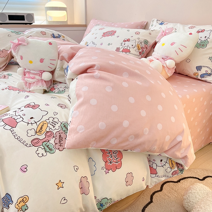 91家纺网 家纺一手货源 找家纺 暮思家居 2025新款正版授权三丽鸥全棉纯棉四件套系列-第三批 甜心KT