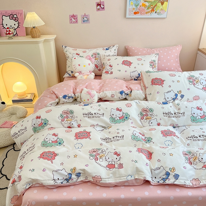 91家纺网 家纺一手货源 找家纺 暮思家居 2025新款正版授权三丽鸥全棉纯棉四件套系列-第三批 甜心KT