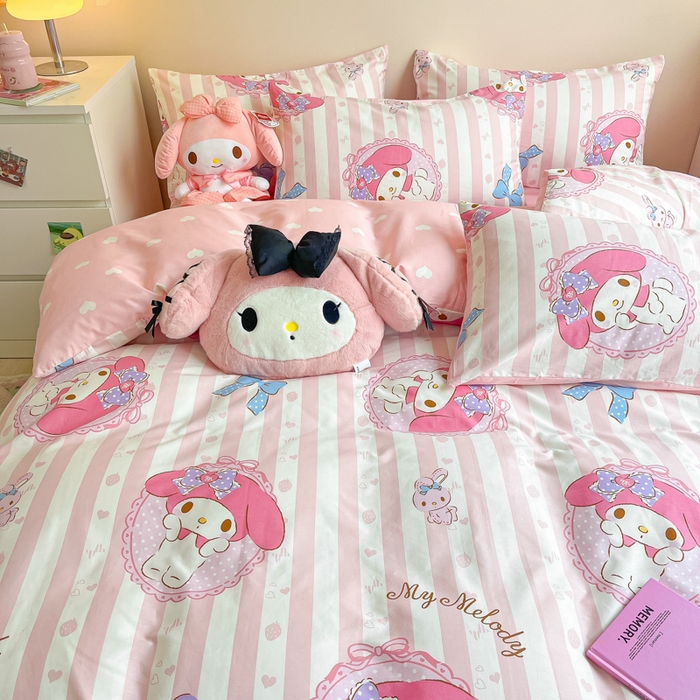 91家纺网 家纺一手货源 找家纺 暮思家居 2025新款正版授权三丽鸥全棉纯棉四件套系列-第三批 甜心美乐蒂