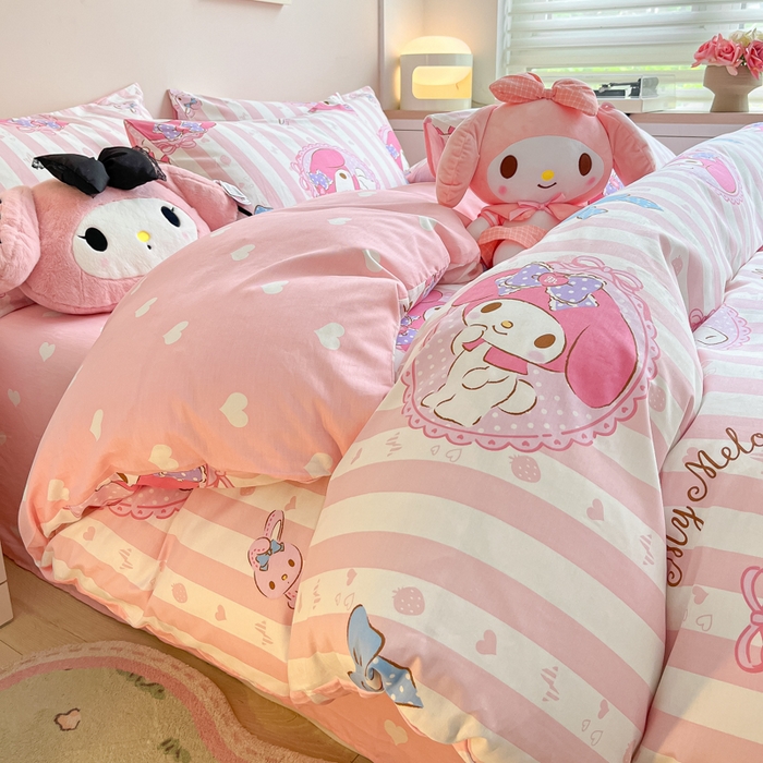 91家纺网 家纺一手货源 找家纺 暮思家居 2025新款正版授权三丽鸥全棉纯棉四件套系列-第三批 甜心美乐蒂