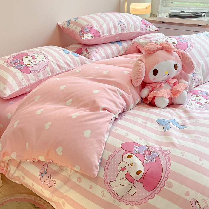 91家纺网 家纺一手货源 找家纺 暮思家居 2025新款正版授权三丽鸥全棉纯棉四件套系列-第三批 甜心美乐蒂