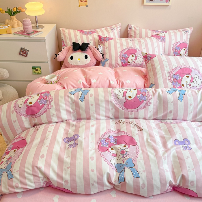 91家纺网 家纺一手货源 找家纺 暮思家居 2025新款正版授权三丽鸥全棉纯棉四件套系列-第三批 甜心美乐蒂