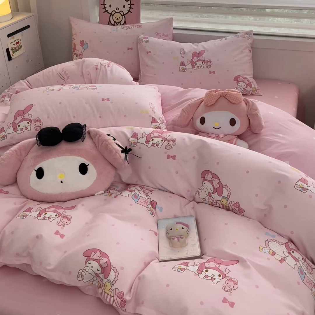 91家纺网 家纺一手货源 找家纺 暮思家居 2025新款正版授权三丽鸥全棉纯棉四件套系列-第三批 童趣美乐蒂