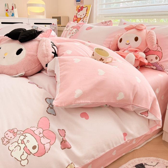 91家纺网 家纺一手货源 找家纺 暮思家居 2025新款正版授权三丽鸥全棉纯棉四件套系列-第三批 洋娃娃美乐蒂