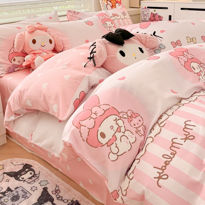 91家纺网 家纺一手货源 找家纺 暮思家居 2025新款正版授权三丽鸥全棉纯棉四件套系列-第三批 洋娃娃美乐蒂