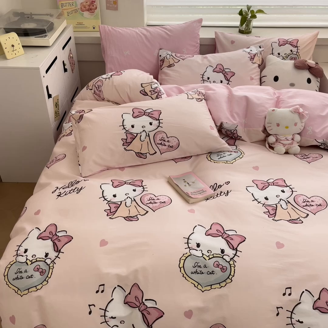 91家纺网 家纺一手货源 找家纺 暮思家居 2025新款正版授权三丽鸥全棉纯棉四件套系列-第三批 音乐KT